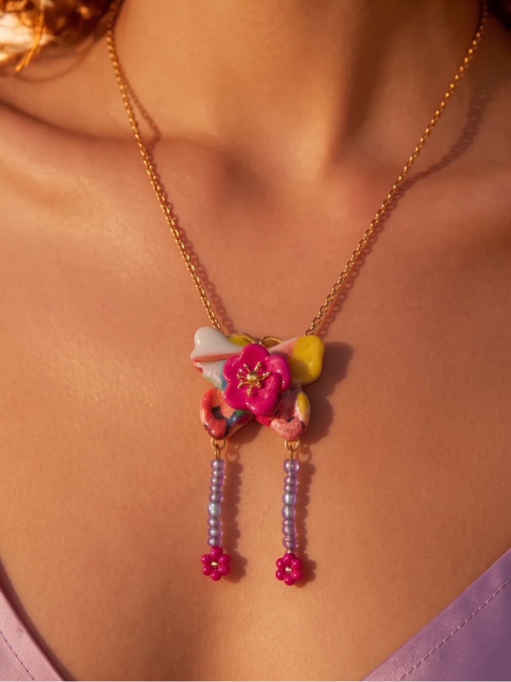 “Sunset Garden Dreams" Handcrafted Necklace